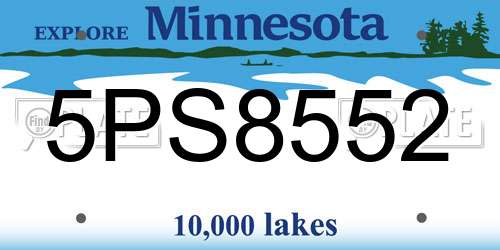5PS8552 Minnesota License Plate