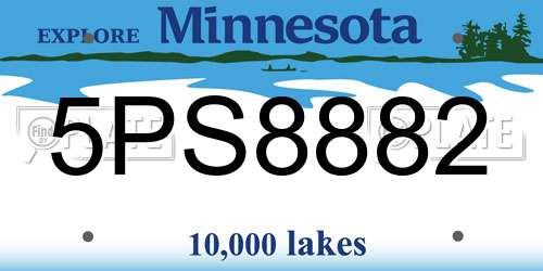 5PS8882 Minnesota License Plate