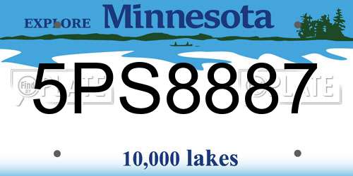 5PS8887 Minnesota License Plate