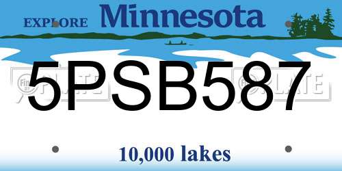 5PSB587 Minnesota License Plate
