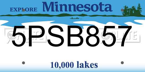 5PSB857 Minnesota License Plate