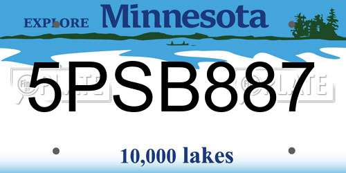 5PSB887 Minnesota License Plate