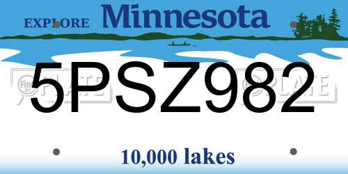 5PSZ982 Minnesota License Plate