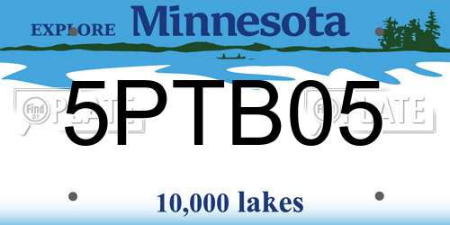 5PTB05 Minnesota License Plate