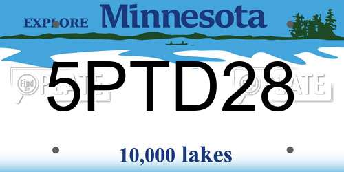 5PTD28 Minnesota License Plate