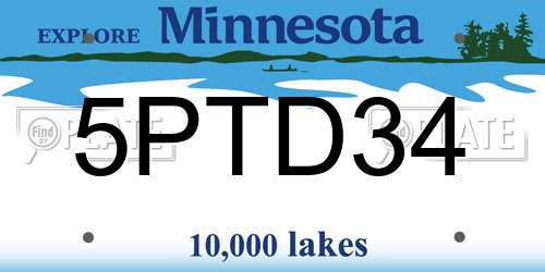 5PTD34 Minnesota License Plate