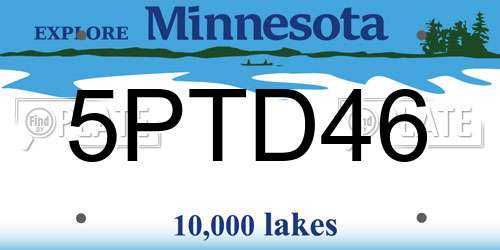 5PTD46 Minnesota License Plate
