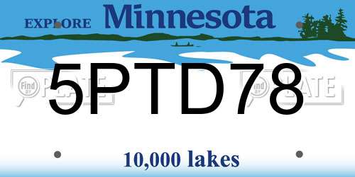 5PTD78 Minnesota License Plate