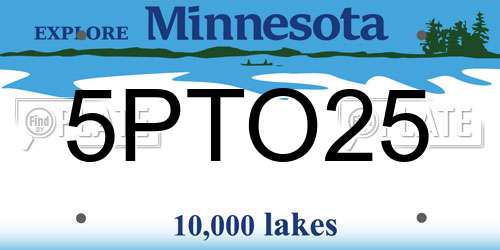 5PTO25 Minnesota License Plate