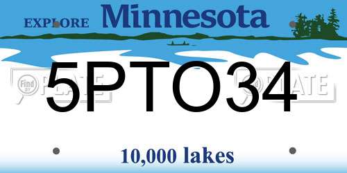 5PTO34 Minnesota License Plate