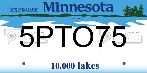 5PTO75 Minnesota License Plate