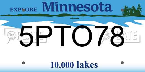 5PTO78 Minnesota License Plate