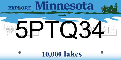5PTQ34 Minnesota License Plate