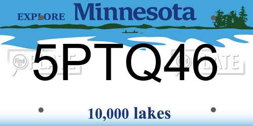 5PTQ46 Minnesota License Plate