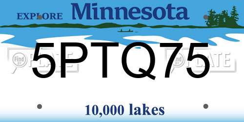 5PTQ75 Minnesota License Plate