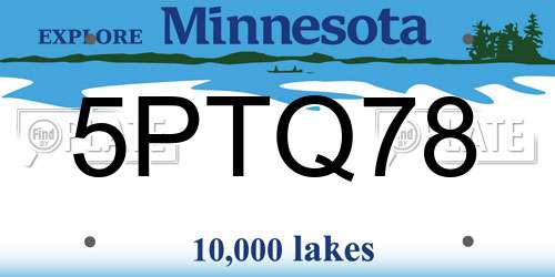5PTQ78 Minnesota License Plate