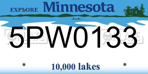 5PW0133 Minnesota License Plate