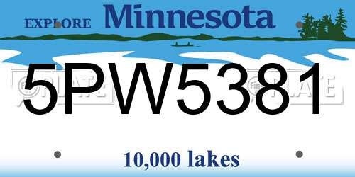 5PW5381 Minnesota License Plate