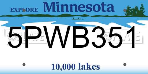 5PWB351 Minnesota License Plate