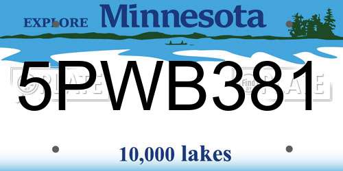 5PWB381 Minnesota License Plate