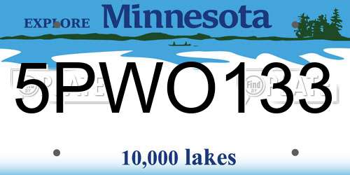 5PWO133 Minnesota License Plate