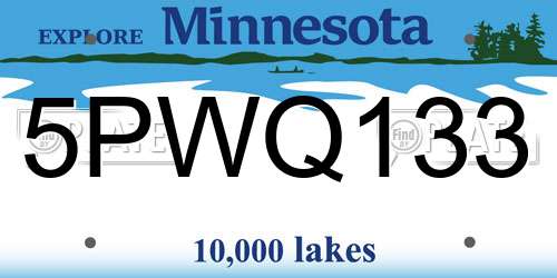 5PWQ133 Minnesota License Plate