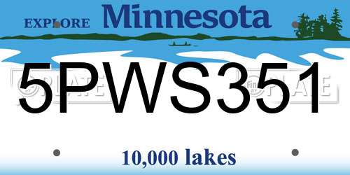 5PWS351 Minnesota License Plate