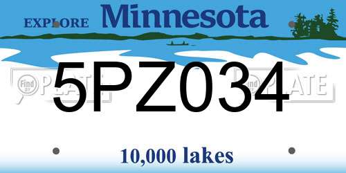 5PZ034 Minnesota License Plate