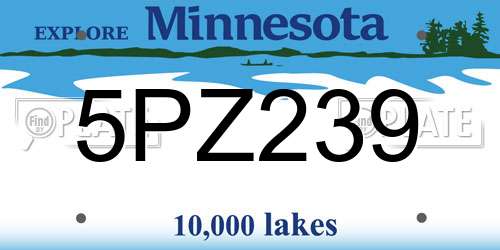 5PZ239 Minnesota License Plate