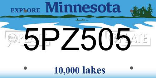 5PZ505 Minnesota License Plate