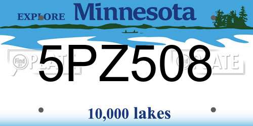 5PZ508 Minnesota License Plate