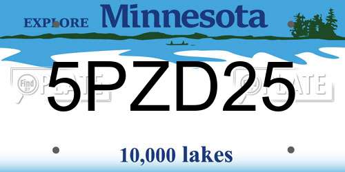 5PZD25 Minnesota License Plate