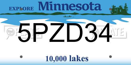 5PZD34 Minnesota License Plate