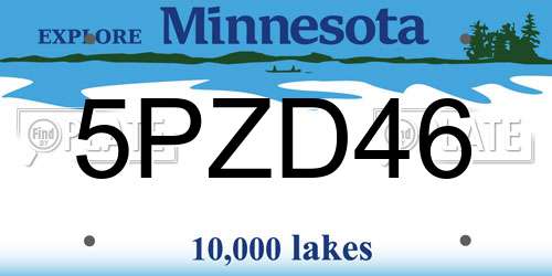5PZD46 Minnesota License Plate