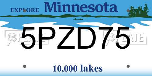 5PZD75 Minnesota License Plate