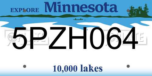 5PZH064 Minnesota License Plate