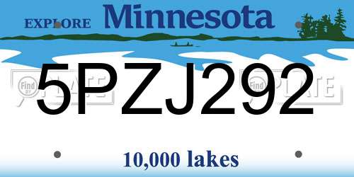 5PZJ292 Minnesota License Plate