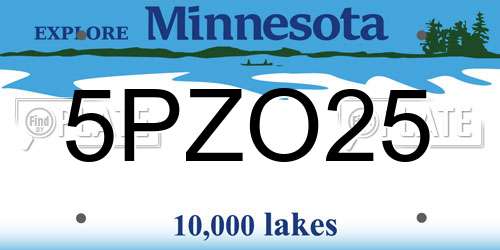 5PZO25 Minnesota License Plate