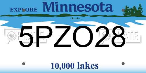 5PZO28 Minnesota License Plate