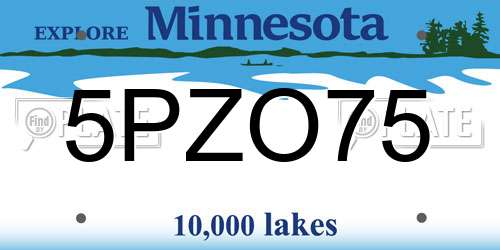 5PZO75 Minnesota License Plate