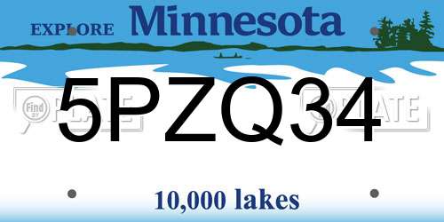 5PZQ34 Minnesota License Plate