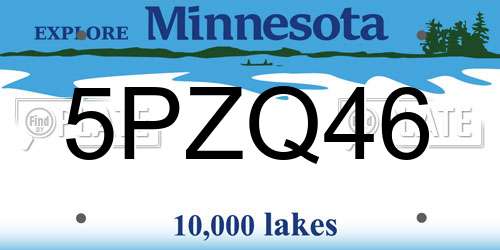 5PZQ46 Minnesota License Plate