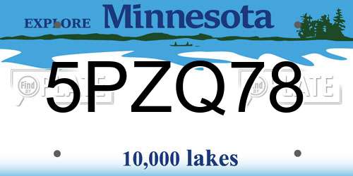 5PZQ78 Minnesota License Plate