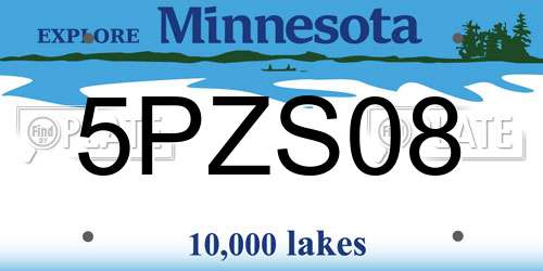 5PZS08 Minnesota License Plate