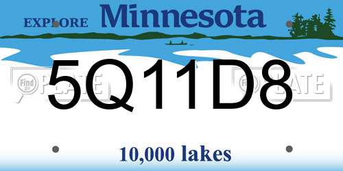5Q11D8 Minnesota License Plate