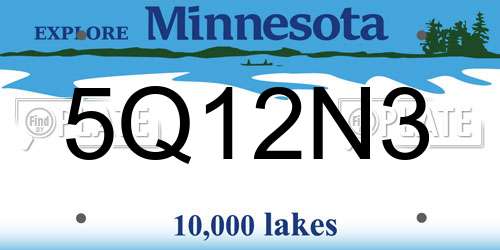 5Q12N3 Minnesota License Plate