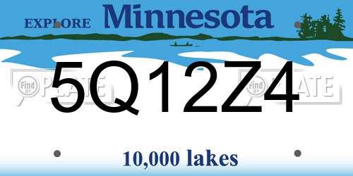 5Q12Z4 Minnesota License Plate