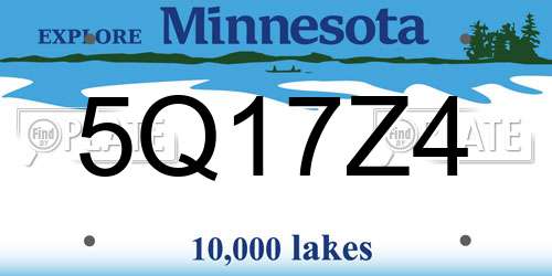 5Q17Z4 Minnesota License Plate