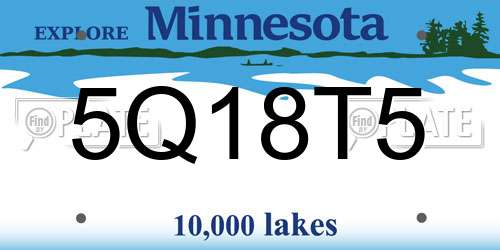 5Q18T5 Minnesota License Plate