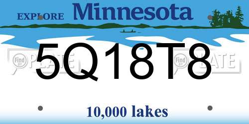 5Q18T8 Minnesota License Plate